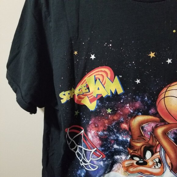 Space Jam Black T Shirt Tazmanian Devil Basketball Men's Medium - Picture 5 of 6